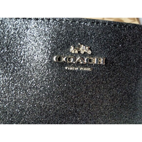 Coach F64585 Wristlet Metallic Black Glitter  Wallet Coach & Horses Logo Clutch - Picture 6 of 9